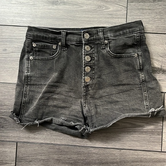 Gap jean shorts, size 2/26, black, slightly distressed - Picture 4 of 4